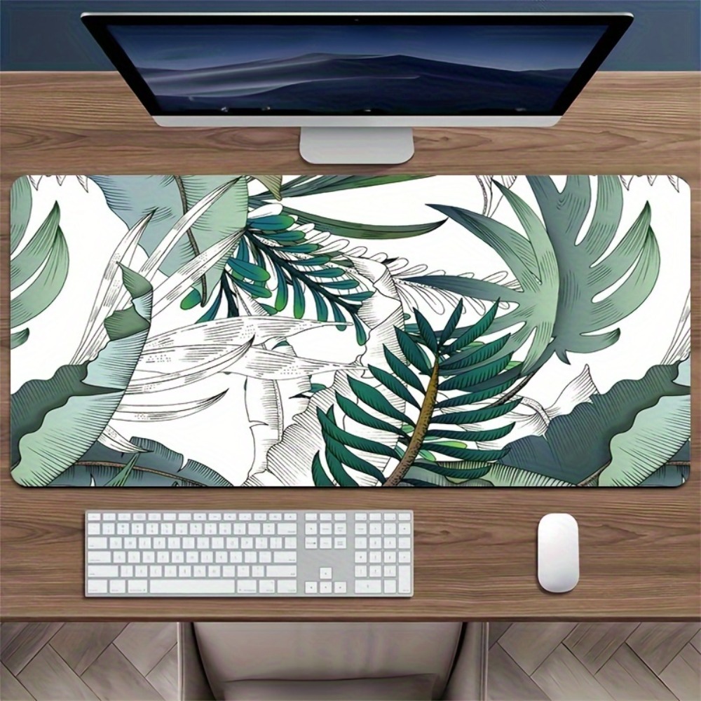 Desk Setup With Plants - 열대 식물 패턴, 미끄럼 방지 바닥