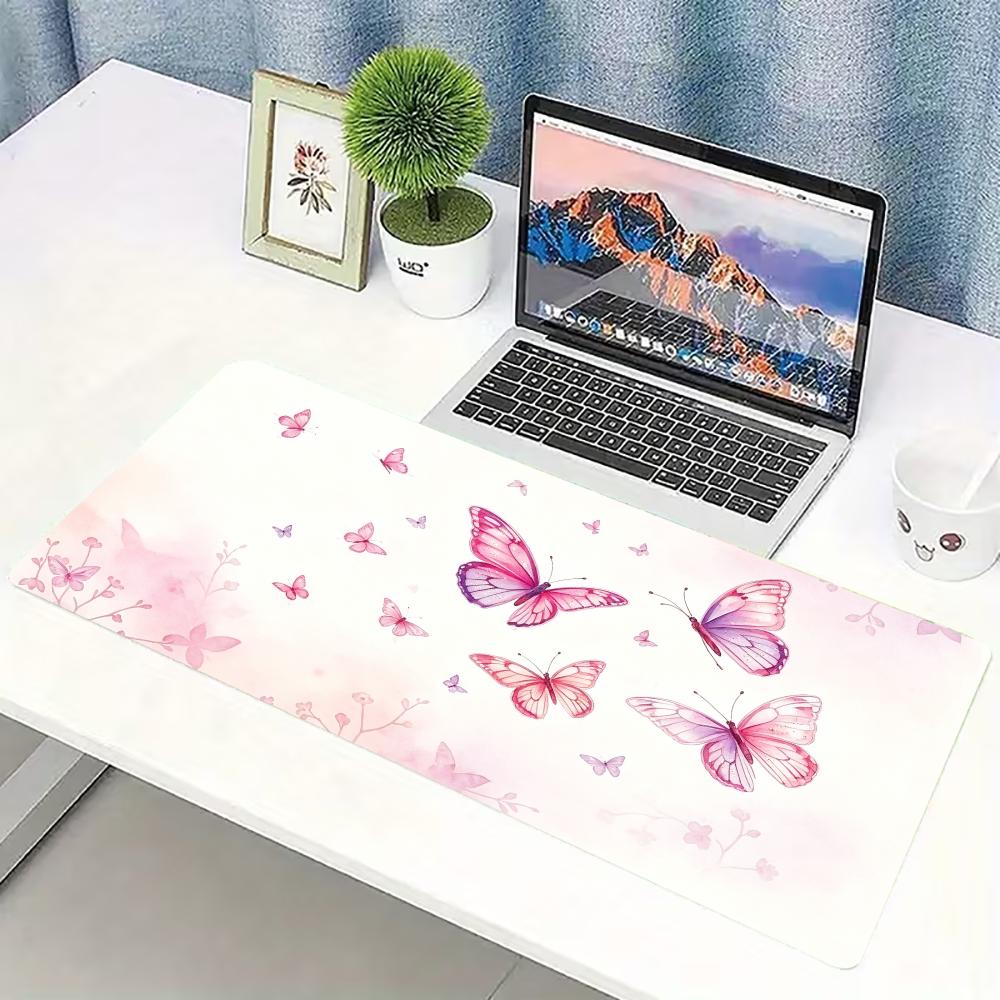 Desk Setup Gaming Pc - 수채화 핑크 나비 대형 게이밍 마우스