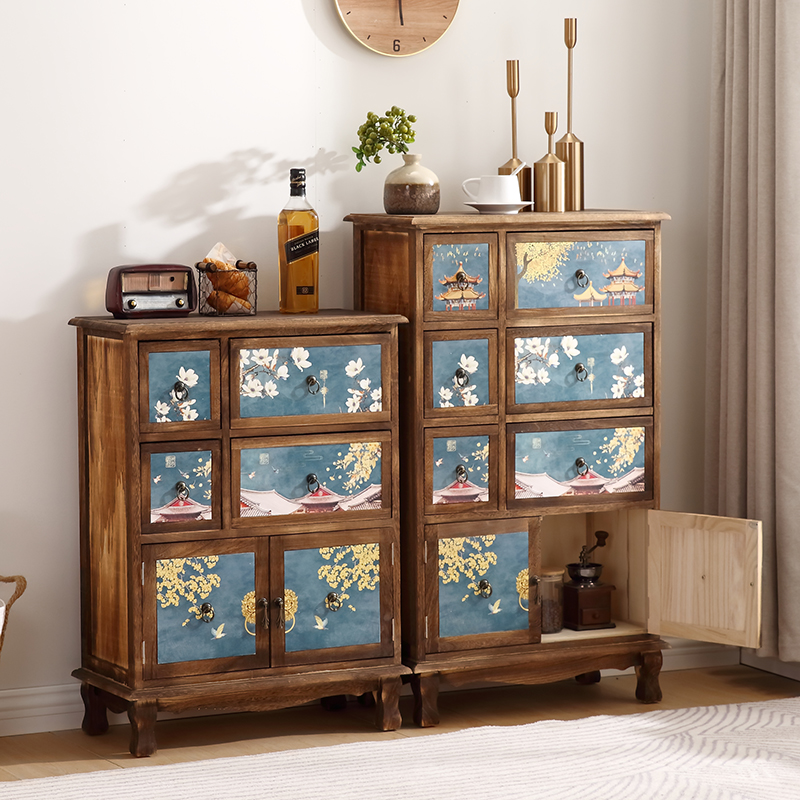 Drawer Organizer Bamboo - 단단한 목재 보관 캐비닛, 다층 레트로