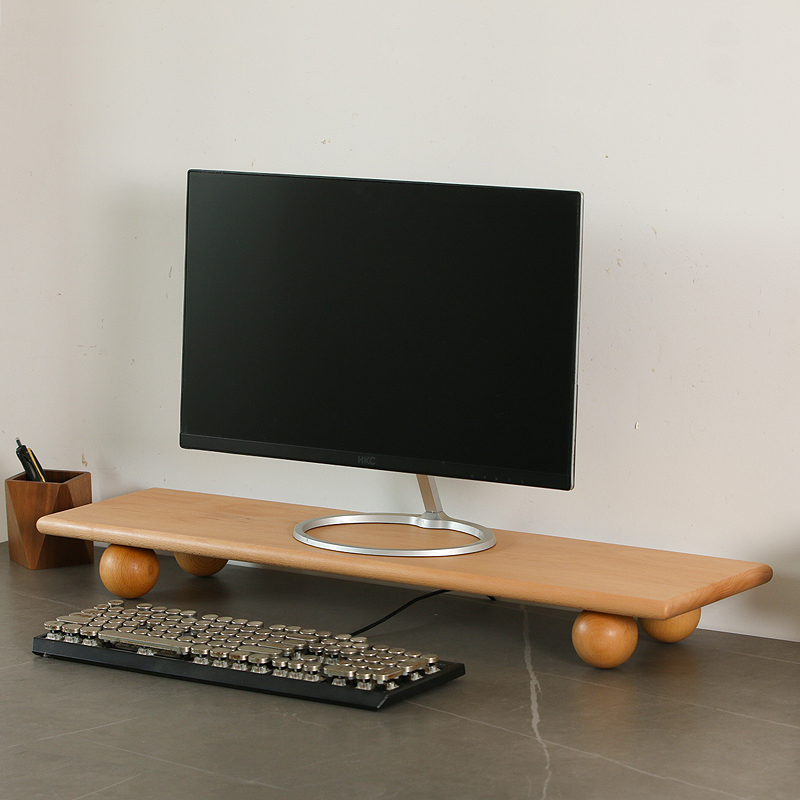 Desk Setup Dual Monitor - 천연 나무 데스크탑 라이저 듀얼 모니터