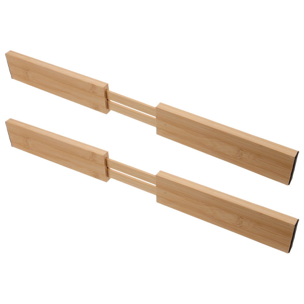 Drawer Organizer Bamboo - 2개 세트 대나무 서랍 칸막이, 조절