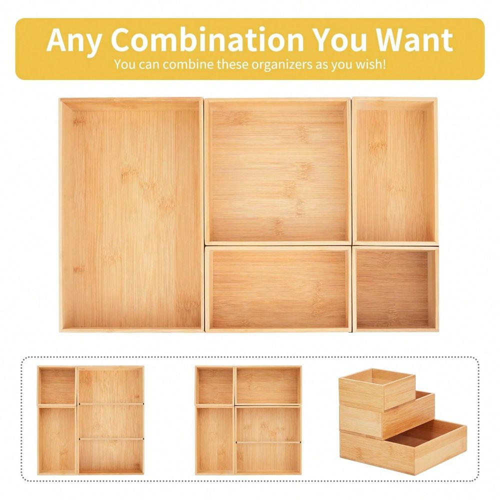 Drawer Organizer Bamboo - 조절 가능한 대나무 서랍 정리함, 나무로