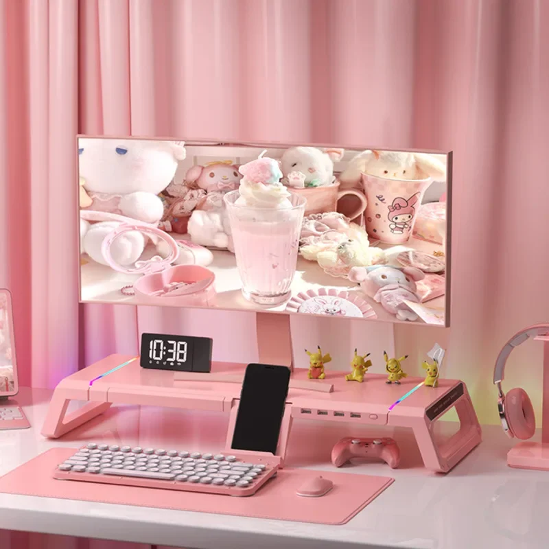 L Shaped Desk Setup - USB 핑크 노트북 테이블, 인기 컴퓨터