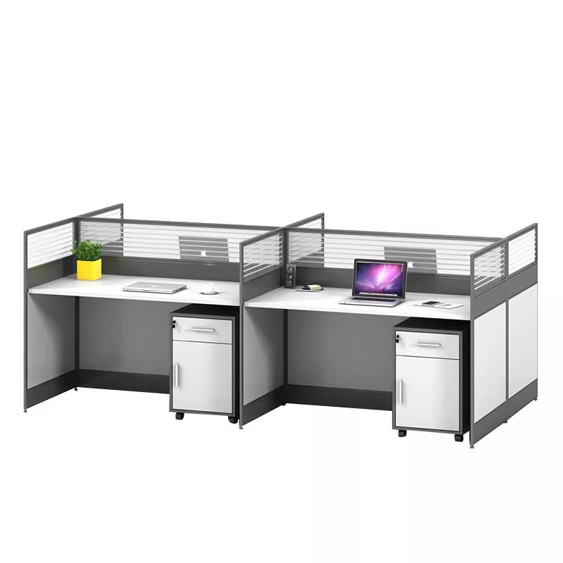 L Shaped Desk Setup - 흰색 사무실 책상 2인용, 4인용 또는