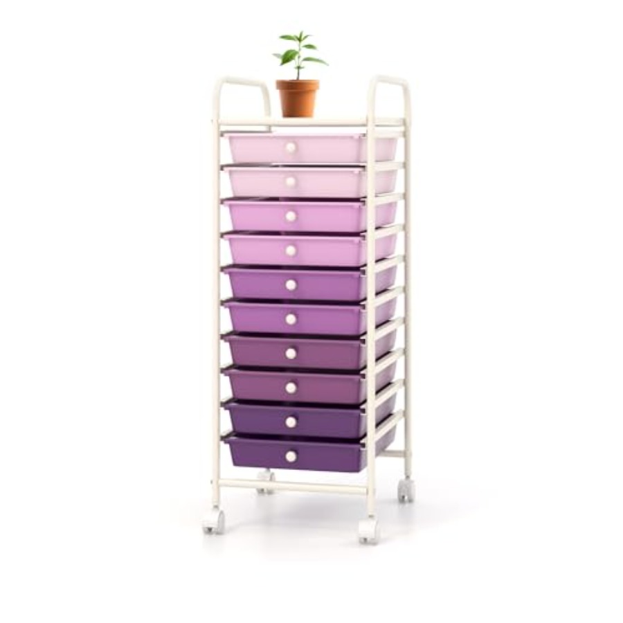 Drawer Organizer Bamboo - 수납 카트, 10개의 서랍이 있는 이동식