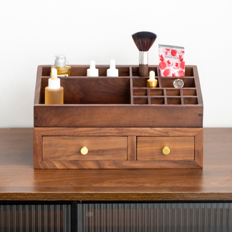 Drawer Organizer Bamboo - 단단한 나무로 만든 이중 레이어 정리함,
