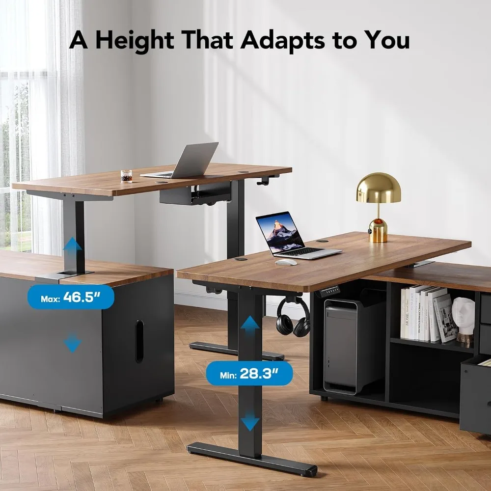HUANUO 55인치 L자형 서서 쓰는 책상(서랍 포함 - L Shaped Desk Setup 리뷰 및 가격