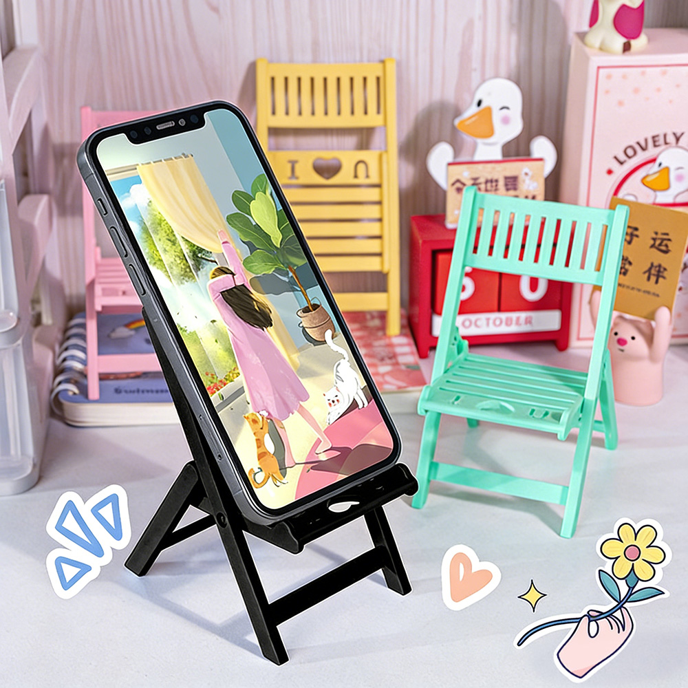 미니 접이식 의자형 휴대폰 거치대, 스마트폰 킥스탠드, - Desk View Setup 리뷰 및 가격