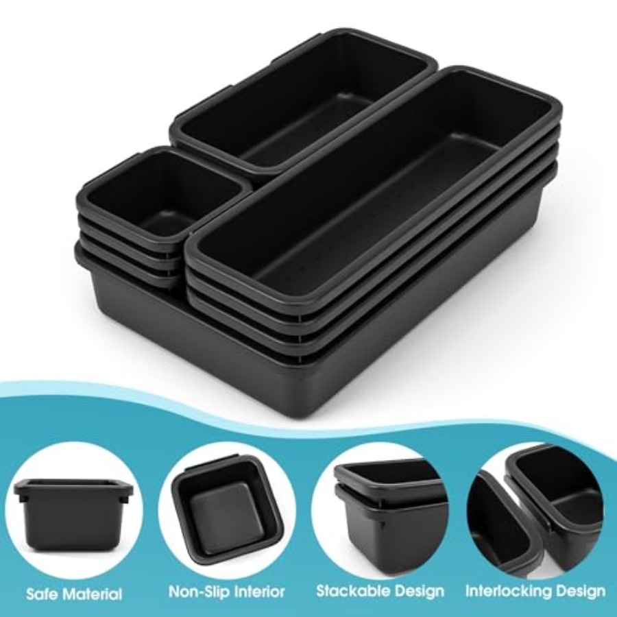 10개 서랍 정리함 세트, 4가지 크기의 화장품 서랍  - Drawer Organizer Bamboo 리뷰 및 가격