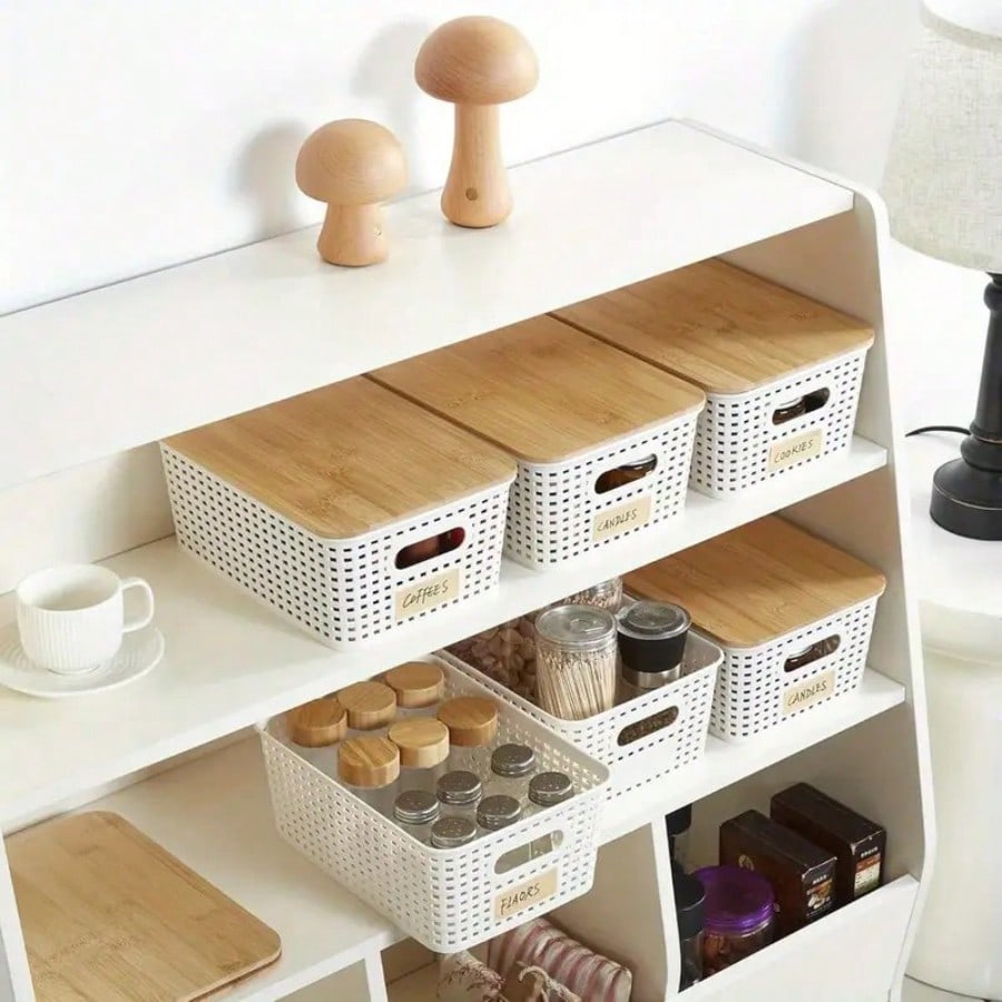 6개 세트로 구성된 대나무 뚜껑이 있는 적층형 수납함, - Drawer Organizer Bamboo 리뷰 및 가격