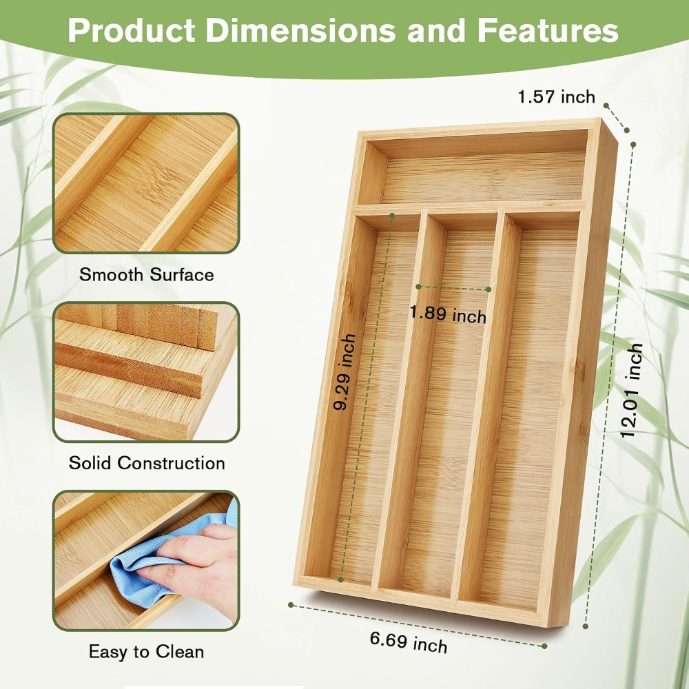 베스트셀러 소형 은식기 정리함, 홈이 있는 칸막이가 있 - Drawer Organizer Bamboo 리뷰 및 가격