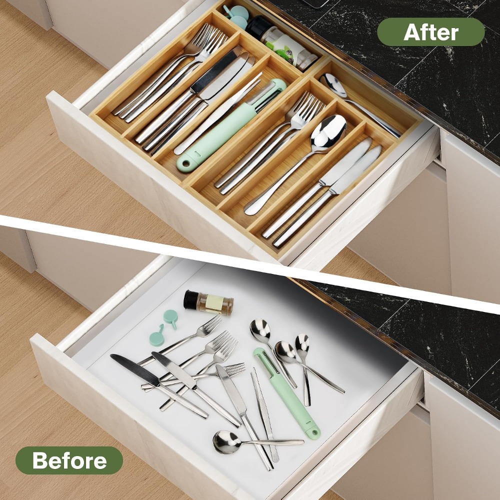베스트셀러 소형 은식기 정리함, 홈이 있는 칸막이가 있 - Drawer Organizer Bamboo 리뷰 및 가격