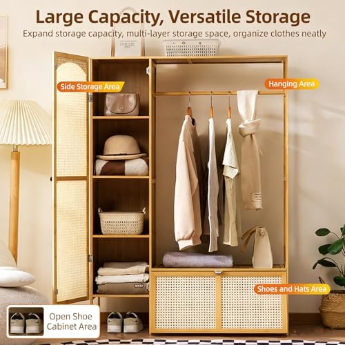 미니멀리스트 대나무 프리 스탠딩 옷걸이, 라탄 도어 및 - Drawer Organizer Bamboo 리뷰 및 가격