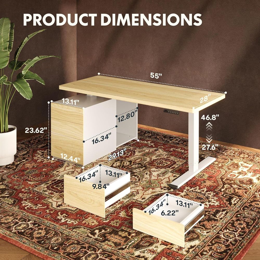 55인치 대형 듀얼 모터 스탠딩 데스크(서랍 및 CPU - Desk Setup Dual Monitor 리뷰 및 가격