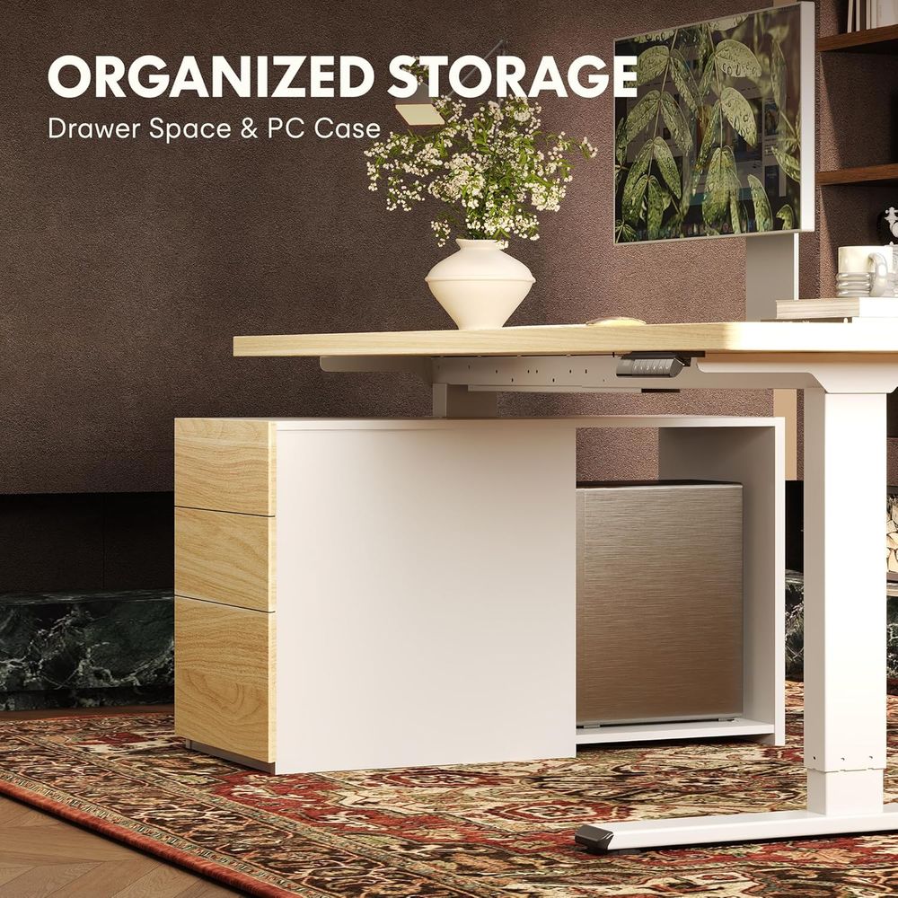 55인치 대형 듀얼 모터 스탠딩 데스크(서랍 및 CPU - Desk Setup Dual Monitor 리뷰 및 가격