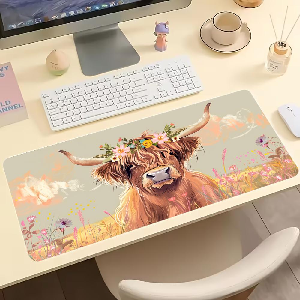 빈티지 하이랜드 카우 플로럴 게이밍 마우스 패드 미끄럼 - Desk Setup Gaming Pc 리뷰 및 가격