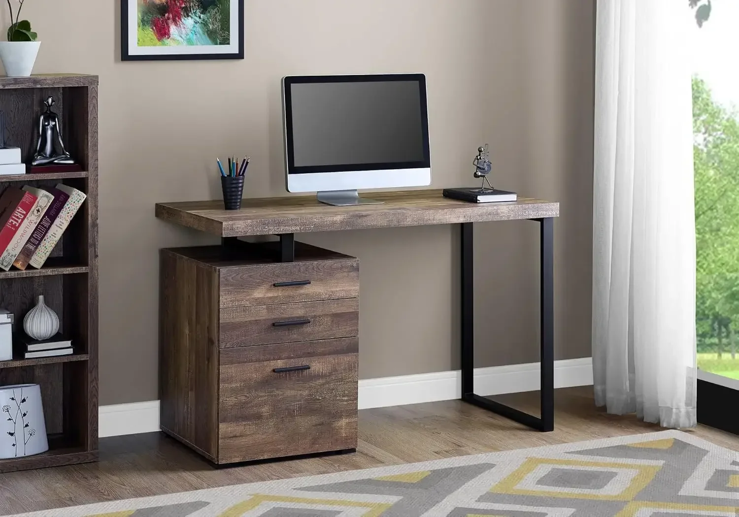 파일 캐비닛이 있는 컴퓨터 책상 - 왼쪽 또는 오른쪽  - L Shaped Desk Setup 리뷰 및 가격