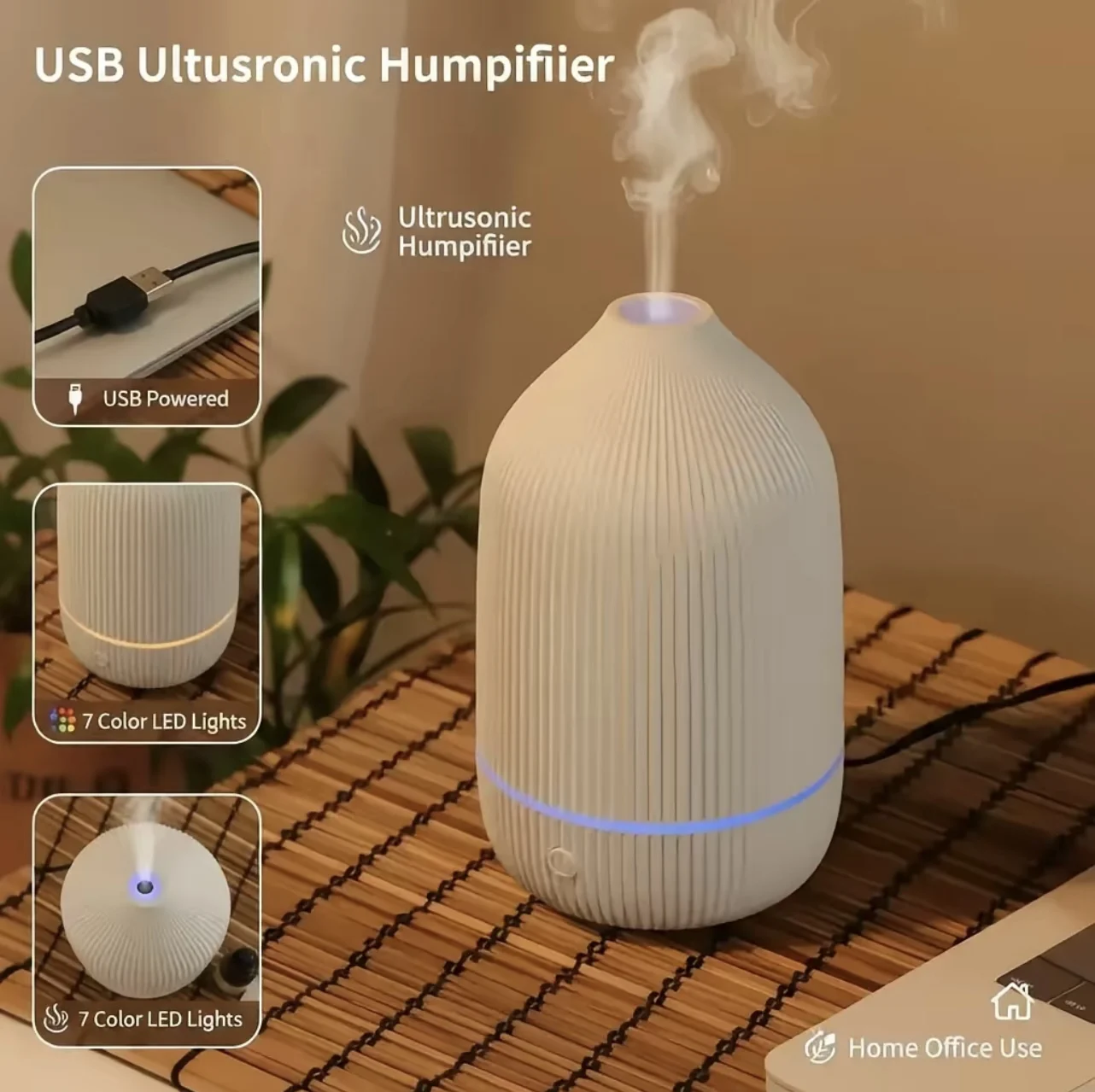 USB 전원 초음파 아로마 디퓨저 7색 LED 조명 휴 - Desk Setup Essentials 리뷰 및 가격
