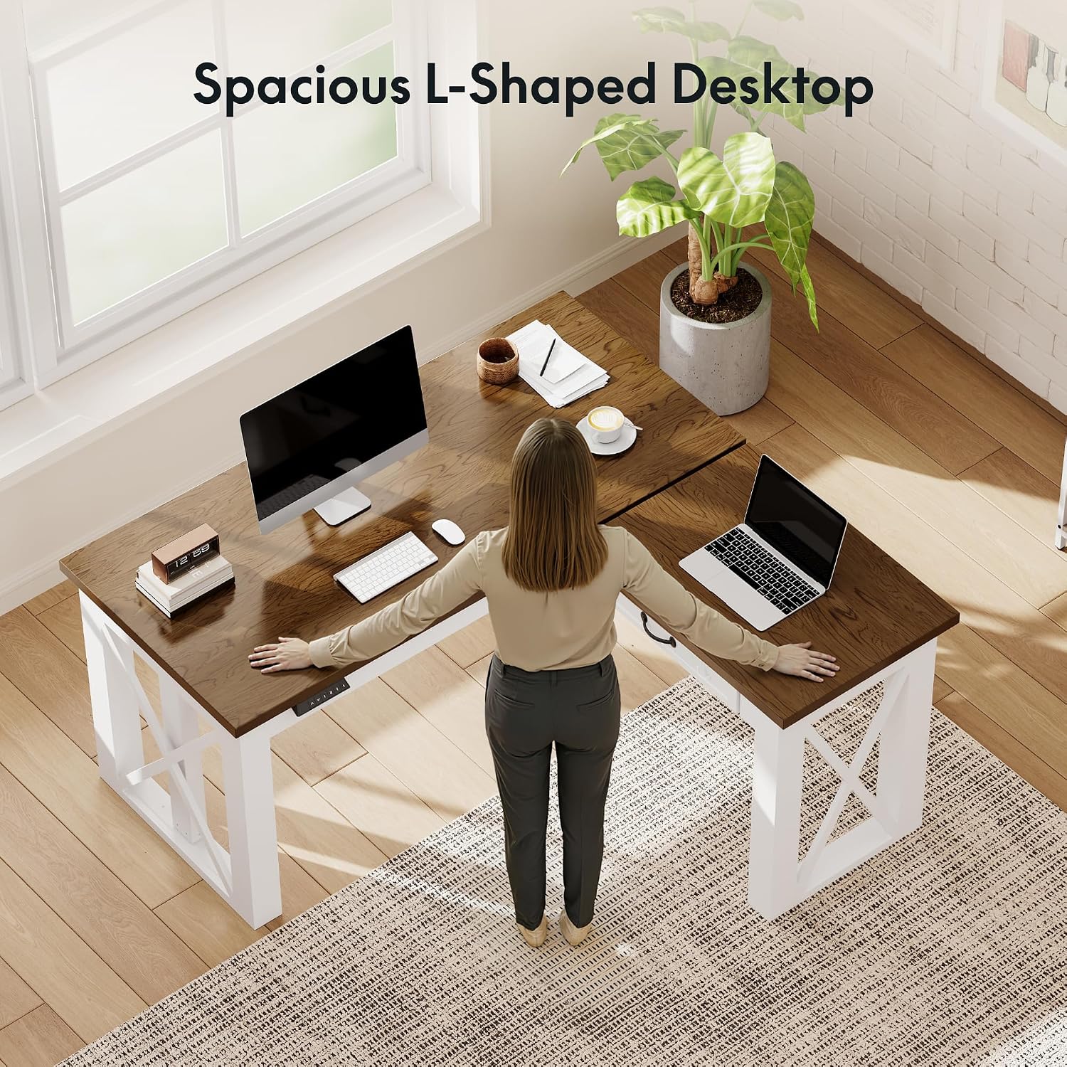 L자형 서서 쓰는 책상(서랍 포함), 55x48인치 홈 - L Shaped Desk Setup 리뷰 및 가격