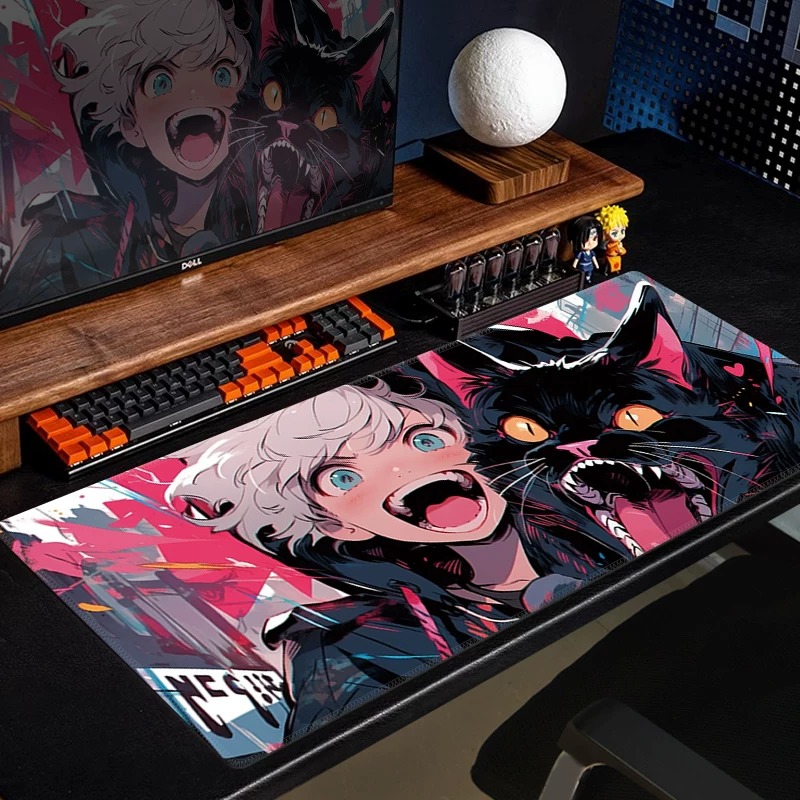 애니메이션 검은 고양이 게임용 마우스 패드 노란색 만화 - Desk Setup Gaming Pc 리뷰 및 가격
