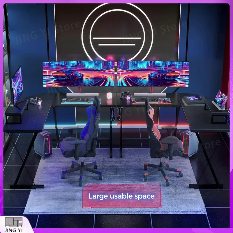 모니터 스탠드가 있는 L자형 게이밍 책상 127x127 - L Shaped Desk Setup 리뷰 및 가격