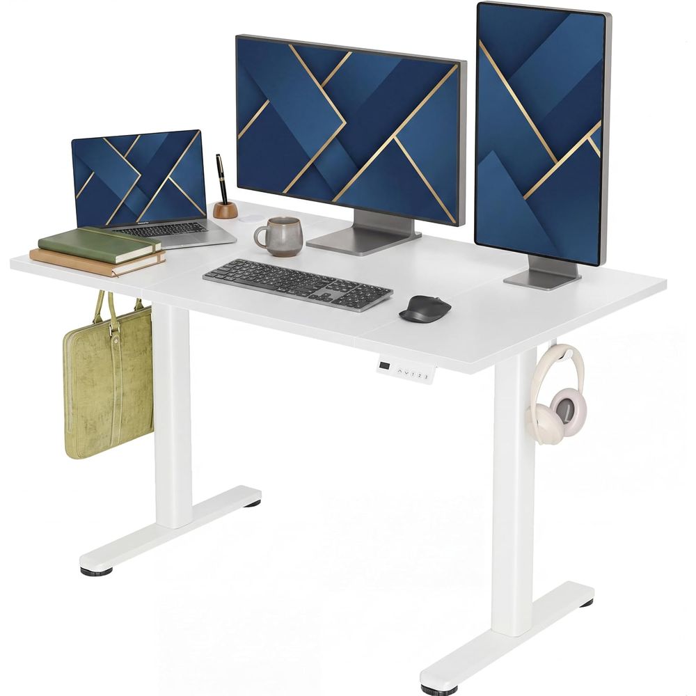 모터식 높이 조절 책상 48x24 - 3개의 메모리 위 - Desk Setup Dual Monitor 리뷰 및 가격