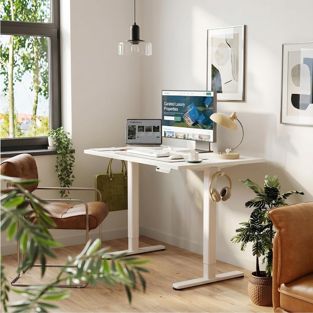 모터식 높이 조절 책상 48x24 - 3개의 메모리 위 - Desk Setup Dual Monitor 리뷰 및 가격