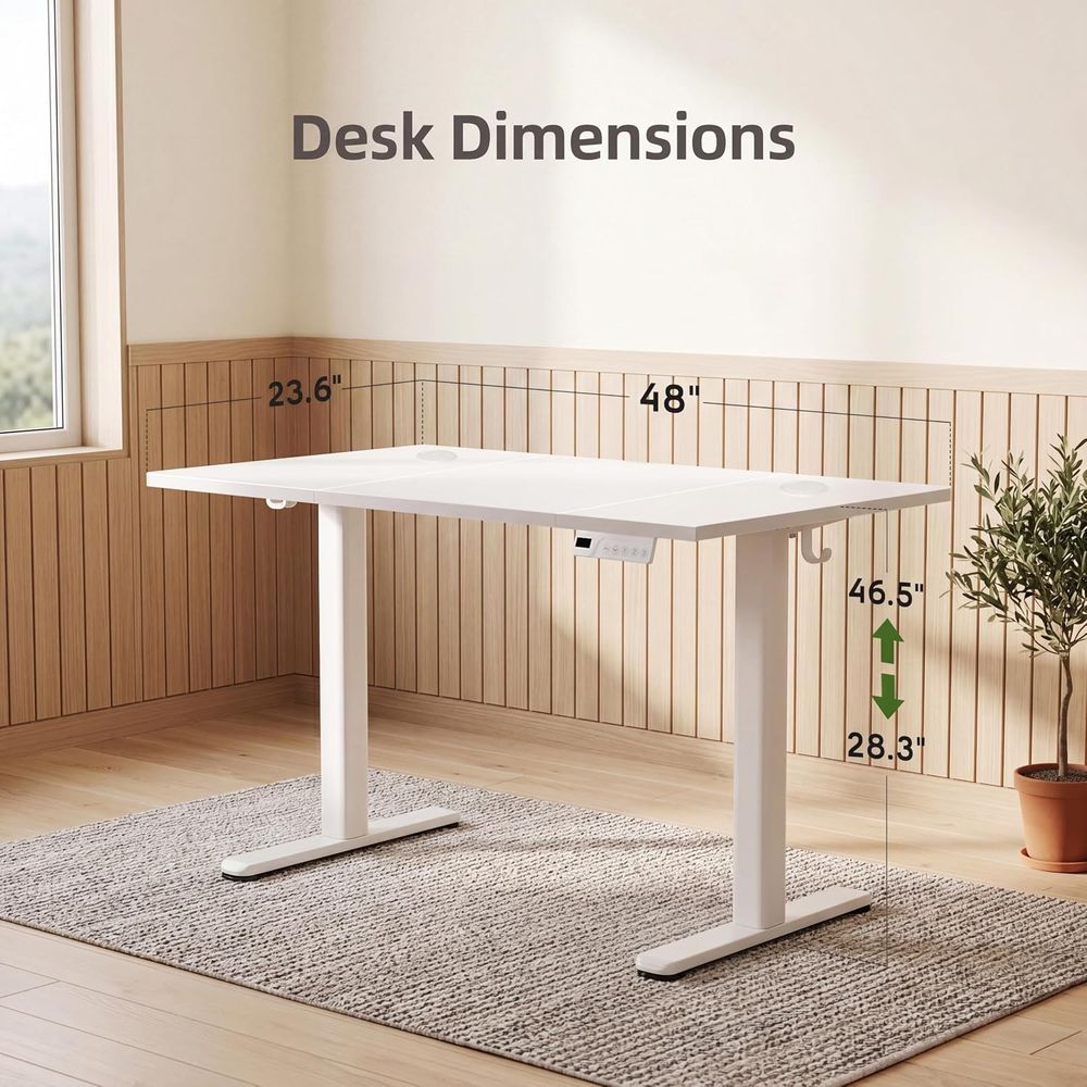 모터식 높이 조절 책상 48x24 - 3개의 메모리 위 - Desk Setup Dual Monitor 리뷰 및 가격
