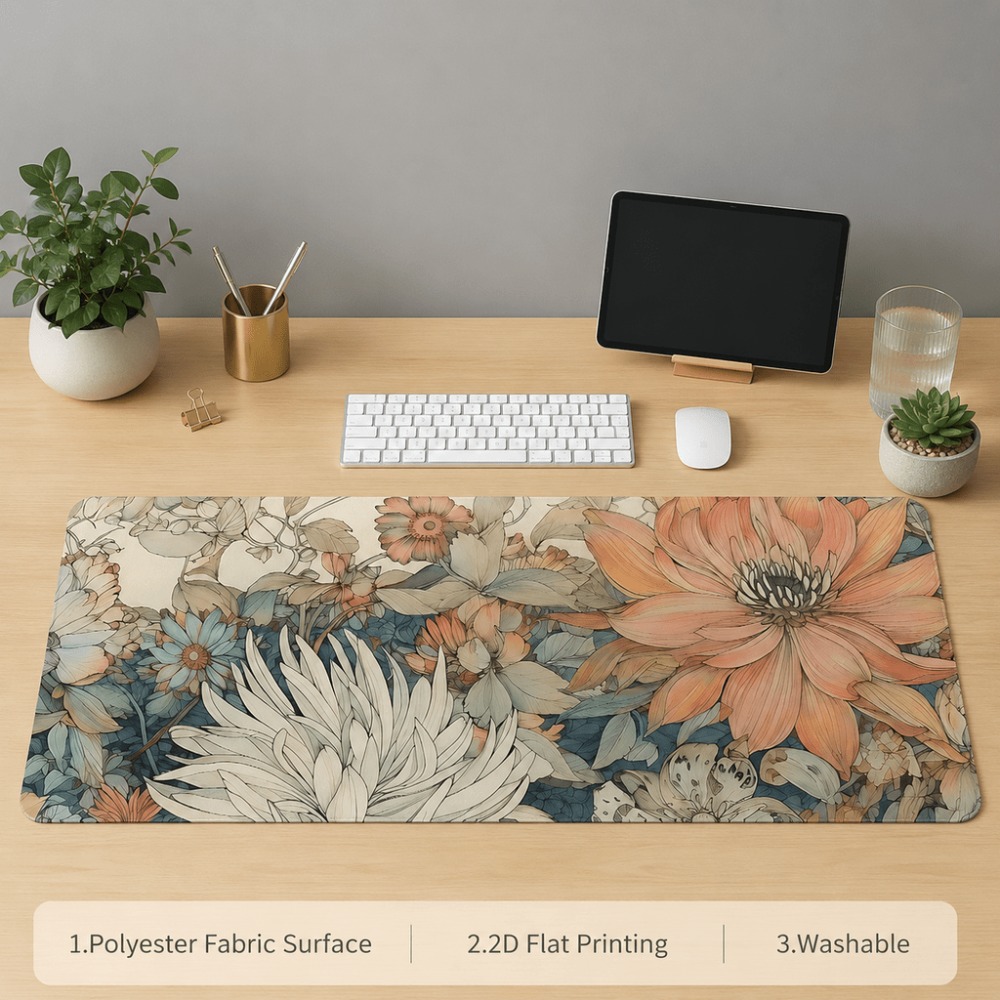 복고풍 꽃무늬 테이블 매트, 식물과 꽃 프린트가 특징, - Desk Setup With Plants 리뷰 및 가격