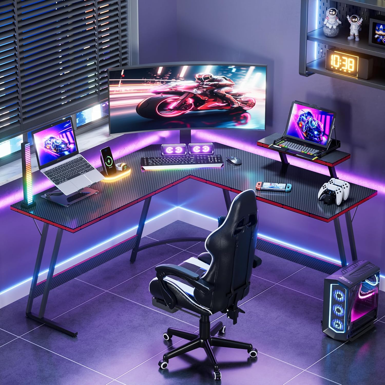 L자형 조절 가능 게이밍 책상, 대형 모니터 받침대용  - L Shaped Desk Setup 리뷰 및 가격