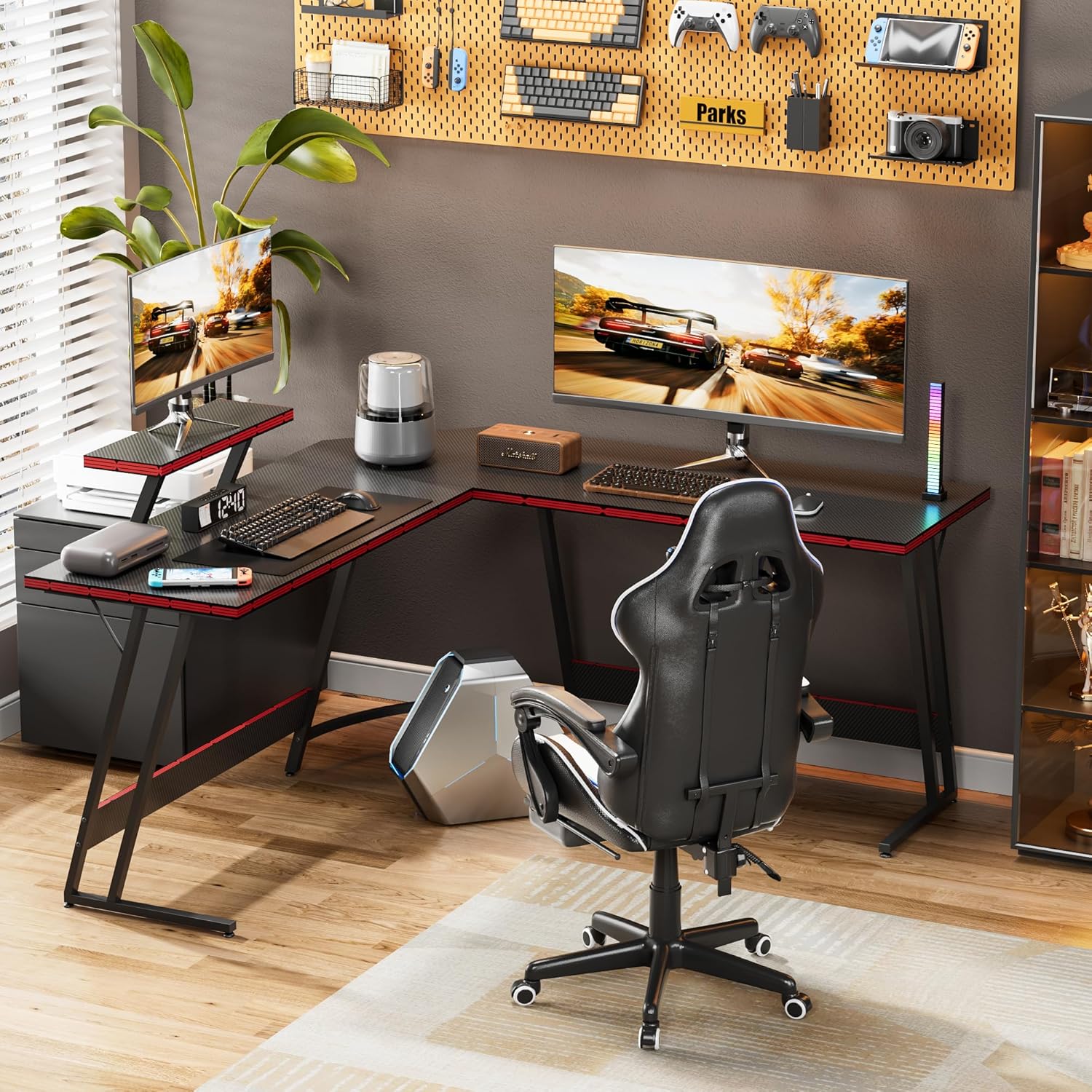 L자형 조절 가능 게이밍 책상, 대형 모니터 받침대용  - L Shaped Desk Setup 리뷰 및 가격