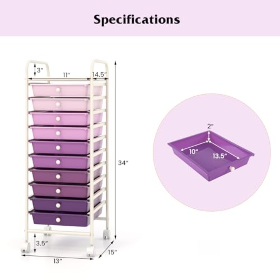 수납 카트, 10개의 서랍이 있는 이동식 유틸리티 카트 - Drawer Organizer Bamboo 리뷰 및 가격