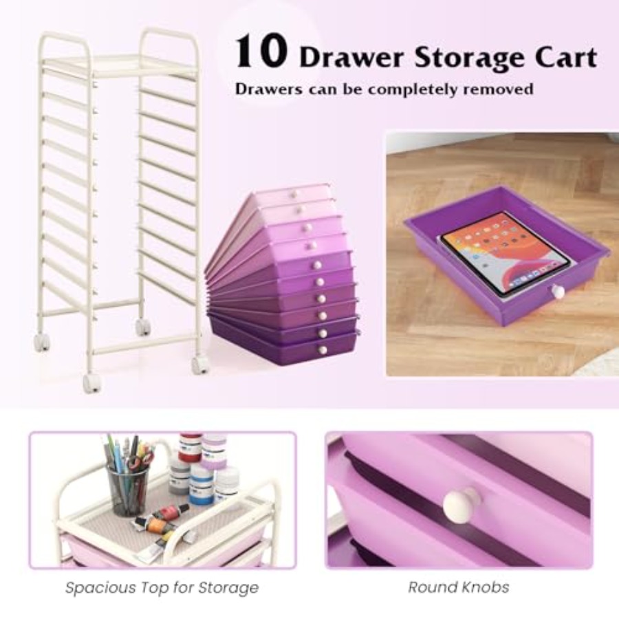 수납 카트, 10개의 서랍이 있는 이동식 유틸리티 카트 - Drawer Organizer Bamboo 리뷰 및 가격