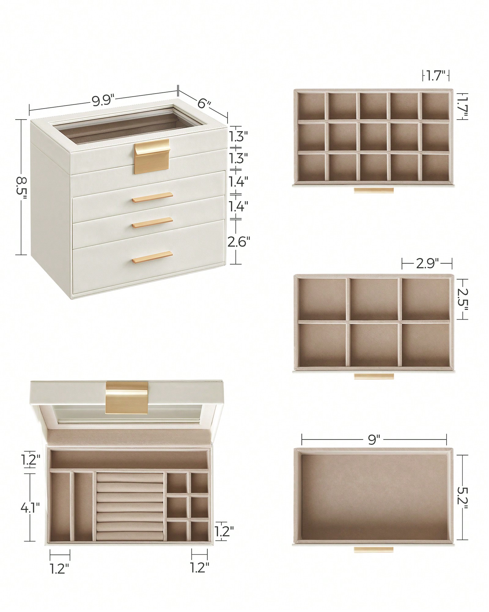 업그레이드된 4단 유리 뚜껑 및 3개의 서랍이 있는 보 - Drawer Organizer Bamboo 리뷰 및 가격