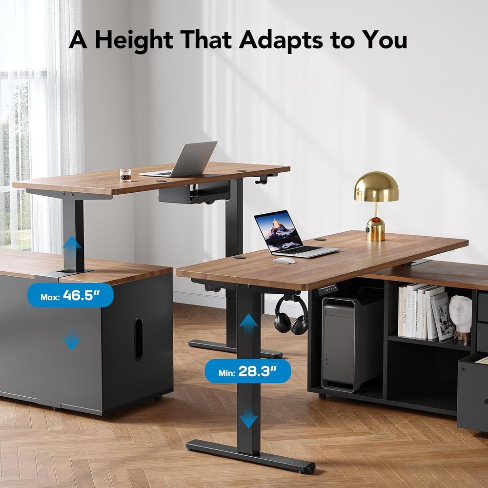 55인치 L자형 스탠딩 데스크(서랍 포함), 전동식 임 - L Shaped Desk Setup 리뷰 및 가격